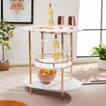 thumbnail image 2 of SAFAVIEH Iva Modern 3 Tier Swivel Bar Table, White/Gold (29.5 in. W x 17.7 in. D x 32.8 in. H), 2 of 11