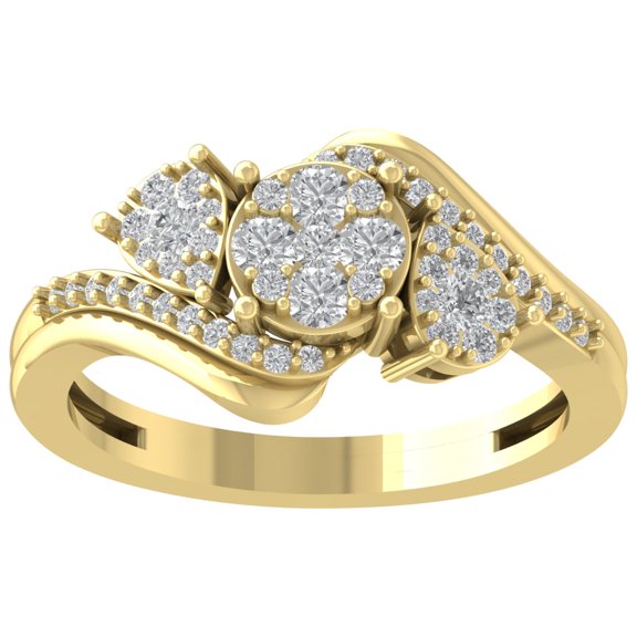 Araiya 10K Yellow Gold Cluster Diamond Ring (1/2 cttw, I-J Color, I2-I3 Clarity), Size 7