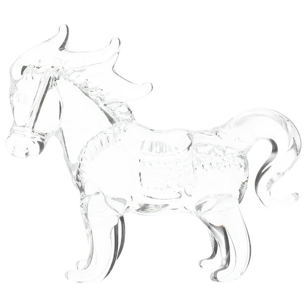 Escultura de caballo de cristal de pie: Figura decorativa de caballo transparente para el hogar - Símbolo de pasión y vitalidad para negocios o familia