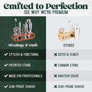 Mixology Bartender Kit: 10-Piece Bar Tool Set with Mahogany Stand, Silver