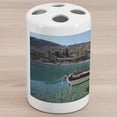 thumbnail image 1 of Croatia Ceramic Toothbrush Holder, Tranquil Scenery of Old Stone Houses with Wooden Boat on Pure Calm Water Little Bay, Decorative Versatile Countertop for Bathroom, 4.5" X 2.7", Multicolor, 1 of 4