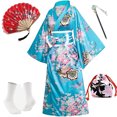 thumbnail image 4 of Bata tipo kimono de anime japonés para mujer, bata de geisha yukata, vestido dulce, bata de baño de satén con flores, ropa de dormir, 4 of 5
