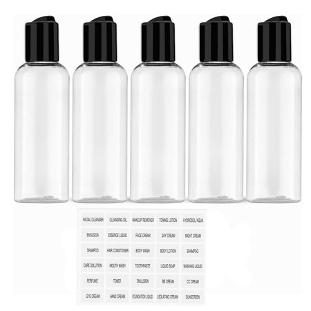 WEN 5 Pack 3.4 oz Travel Bottles for Toiletries TSA Approved Leakproof Plastic Empty Travel Size Bottles Containers with Labels