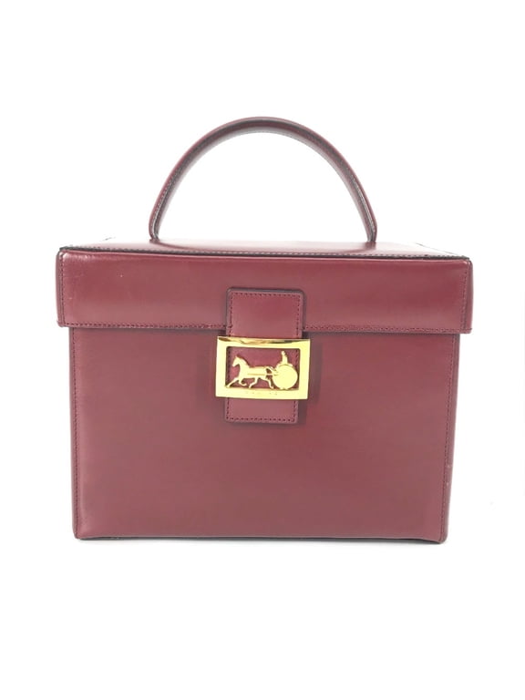 Pre-Owned CELINE vintage Box BOX bag with mirror Hand Bag Bordeaux Based (Good)