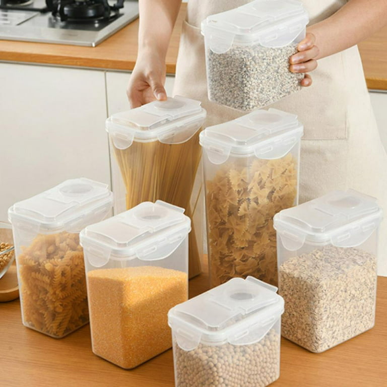 6pcs Airtight Food Storage Container With Lid - Bpa-free Plastic Kitchen  Pantry Organization And Storage For Dry Food Grains, Pasta, Flour, Sugar,  With Labels, Marker, Dishwasher Safe
