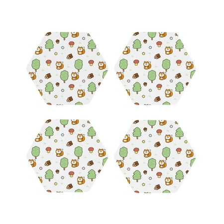 

Tideii Tree Squirrel for Leather Coasters 4 Pieces Anti-fouling and Anti-scalding Decorative Coasters Suitable for Restaurants Kitchens Coffee Shops-Hexagon