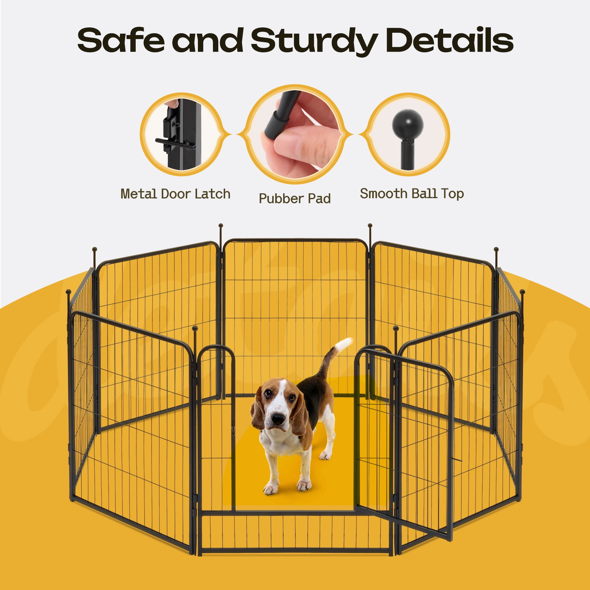 Naipo Dog Playpen Indoor, 8 Panel 32" Heavy Duty Dog Fence, Puppy Playpen, Rabbit Exercise Pen ,Portable House/RV/Camping/Garden Cage