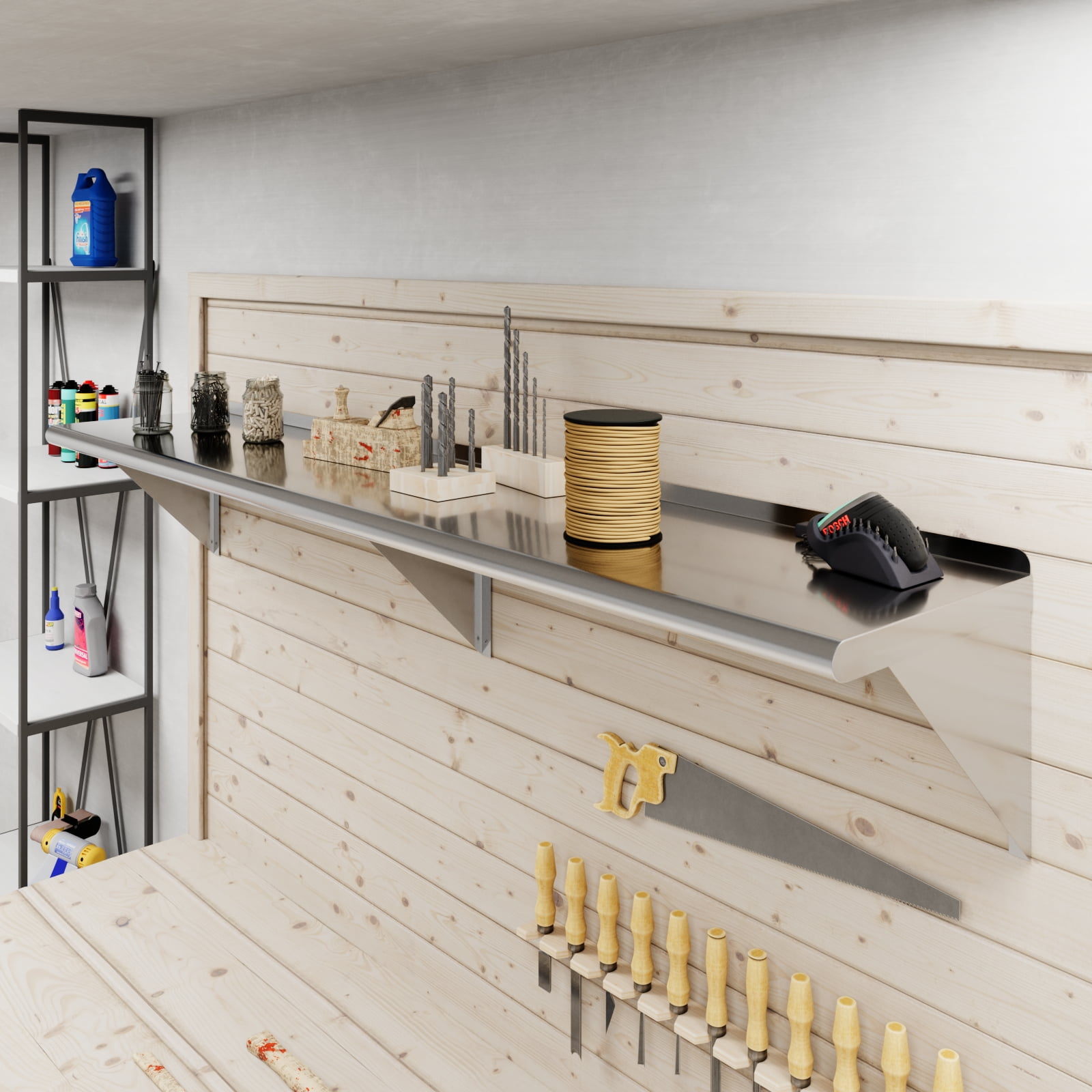 AmGood 14 in. x 72 in. Stainless Steel Wall Shelf | NSF Certified | Appliance & Equipment Metal Shelving | Kitchen, Restaurant, Garage, Laundry, Utility Room
