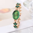 thumbnail image 3 of Women Quartz Wrist Watches Strap Oval Watch Artificial Crystal Rhinestone Accented Easy Read Number Dial Fashion Dress Up Adjustable Stainless Steel Green, 3 of 5