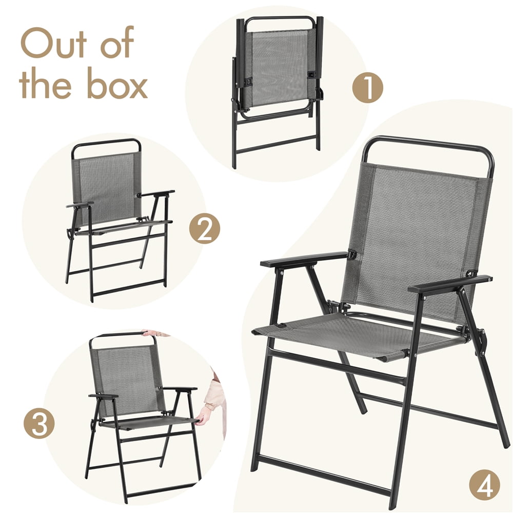 Yaheetech Folding Patio Dining Chairs with Armrests for Garden, Yard, Lawn, Set of 2, Gray