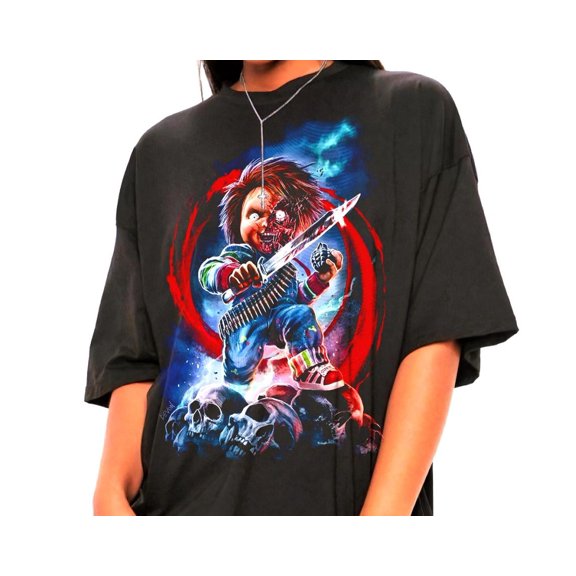 Chucky Skulls Shirt, Vintage Horror T-shirt, Halloween Spooky Tee