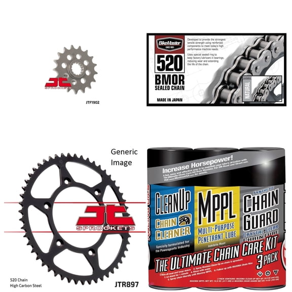 BIKEMASTER 520 BMOR Sealed Chain Natural with MAXIMA Wax, JT Front & Rear Sprocket Kit for Street KTM 640 LC4 SuperMoto 1999-2006