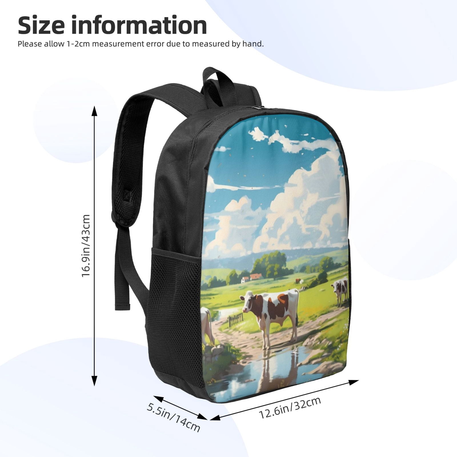 Xecao Countryside Farm Cow print Travel Backpack, Large Computer Backpack for Men Women, College School Rucksack Book Bag
