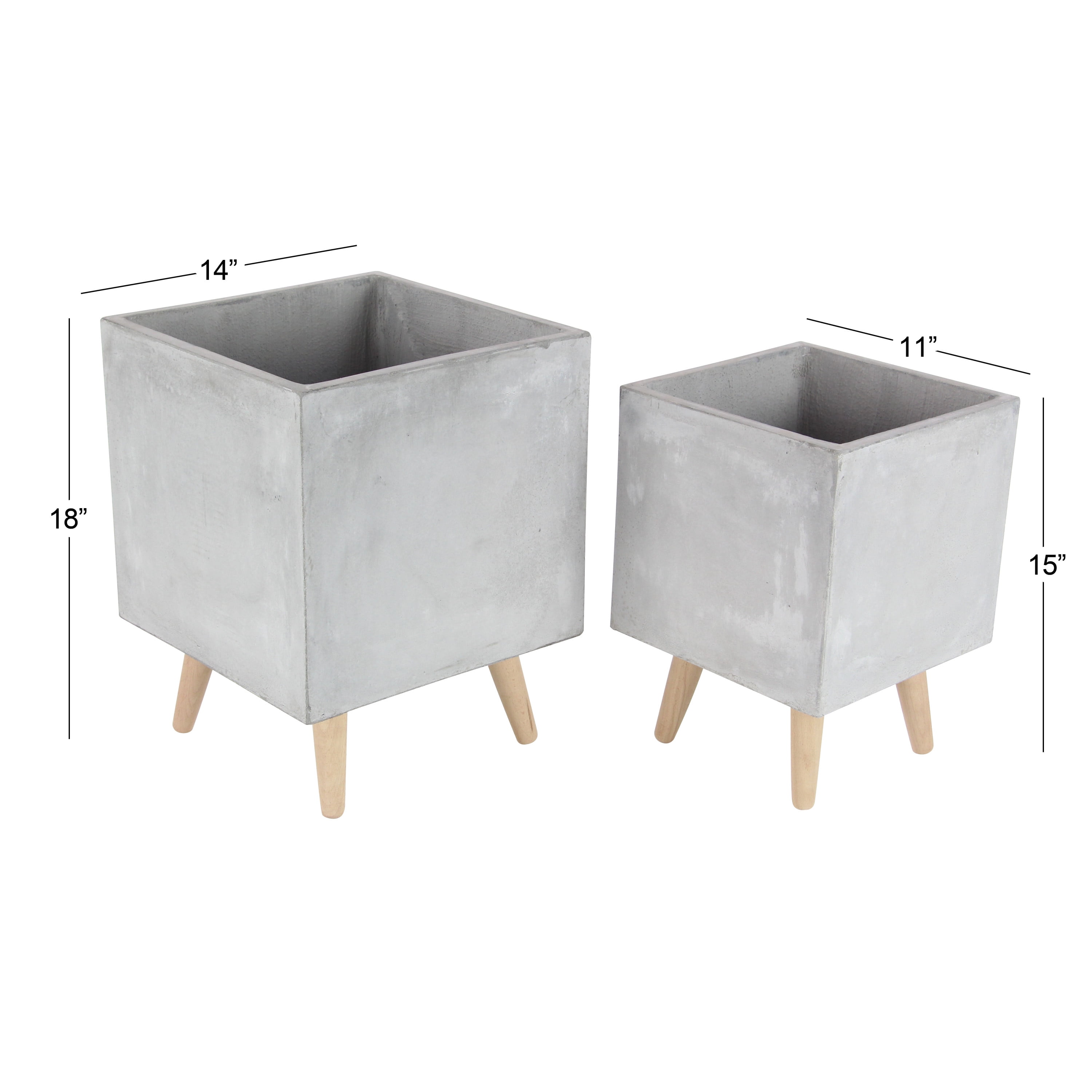 DecMode Fiber Contemporary Clay Planter, Grey, Set of 2