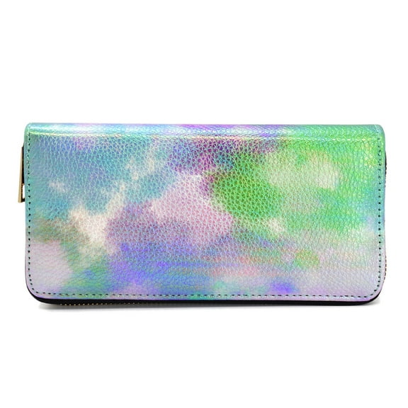 Premium Textured Vegan Leather Multicolor Tie Dye Continental Zip Around Wallet