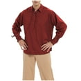 thumbnail image 6 of VSSSJ Men's Shirts Big and Tall Retro Lace-Up Long Sleeve Collared Solid Color Gothic Tops Fashion Trendy Stage Performance Lounge Shirt Red XXXL, 6 of 9