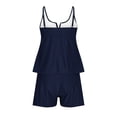 thumbnail image 6 of ZHOGXU Women's Tankini Swimsuit Sleeveless Solid Color Top And Bottoms Comfortable Stylish Two Piece Swimwear For Beach Pool,Navy,M, 6 of 6