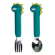 thumbnail image 1 of Juego de dibujos animados de tenedor y cuchara Vajilla segura para niños de acero inoxidable para bebés Vajilla de cuchara para niños y niños pequeños - verde largo, 1 of 5