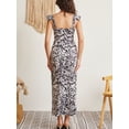 thumbnail image 5 of OYYN Women's Black White Abstract Print Ruffle Strap Sweetheart Neck Maxi Dress Side Slit Bodycon Gown for Date Night & Party, 5 of 7