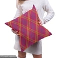 thumbnail image 5 of Ambesonne Buffalo Plaid Fabric by the Yard Upholstery, Tartan Minimalist Art, 1 Yard, Dark Pink and Orange, 5 of 5