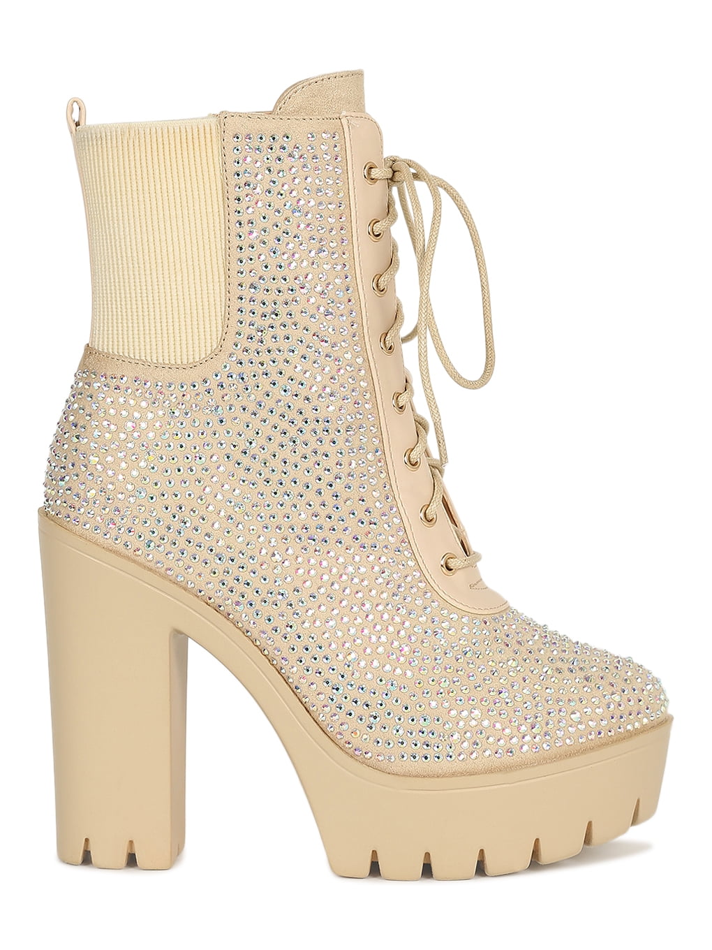 rhinestone lace up boots