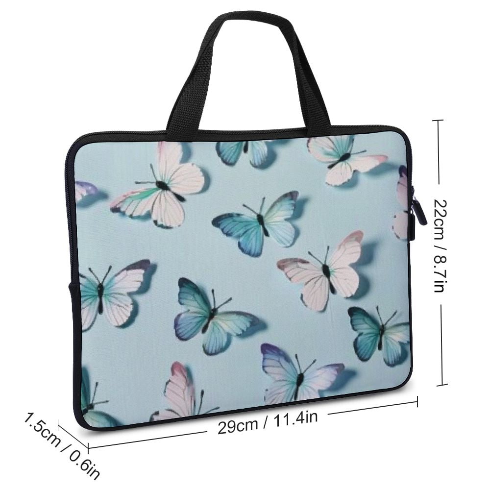 JRXY Butterflies Laptop Handle Bag Diving Fabric Soft Carrying Travel Case with Waterproof Exterior for Computer Protection 10inch