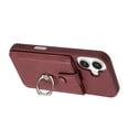 thumbnail image 3 of Wallet Phone Case Compatible with iPhone 16 Plus,With 360° Rotatable Finger Ring Holder Kickstand,Card Slots,PU Leather Shockproof Anti-fall Heavy Duty Rugged Phone Case,Winered, 3 of 12