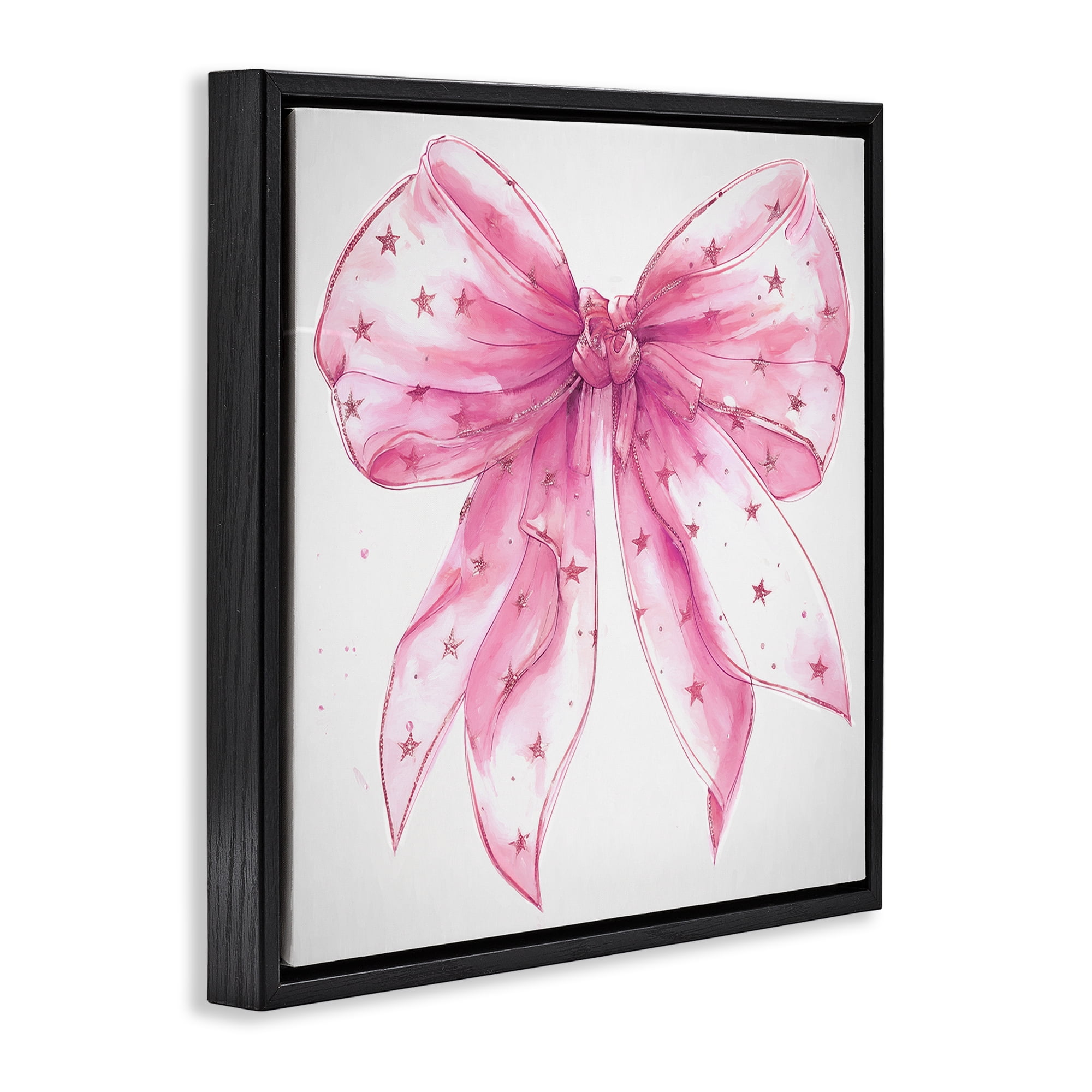 Stupell Industries Fabulous Pink Bow Fashion Painting Black Floater Framed Canvas Art Print Wall Art, 25 x 25