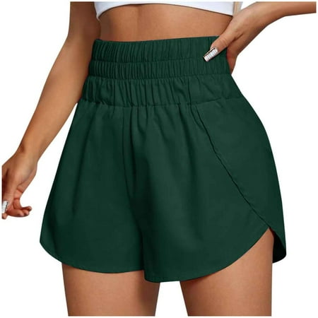 WNVMWI Womens Shorts Swim Shorts for Women White Linen Shorts Women Casual Running Shorts Workout Elastic Waist Athletic Yoga Pants Sports Pockets Pants Athletic Gym Workout Shorts Hot Pants Gree L