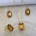 thumbnail image 6 of Fashion Color Crystal Jewelry Set Geometry Rectangle Pendant Rhinestone Necklace Rings and Drop Earrings for Women Ladies Gifts Gold Plated, 6 of 6