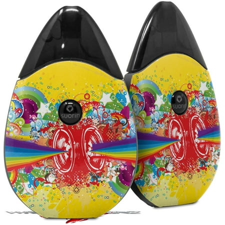 Skin Decal Wrap 2 Pack compatible with Suorin Drop Rainbow Music VAPE NOT (Best Cheap Headphones For Music Production)