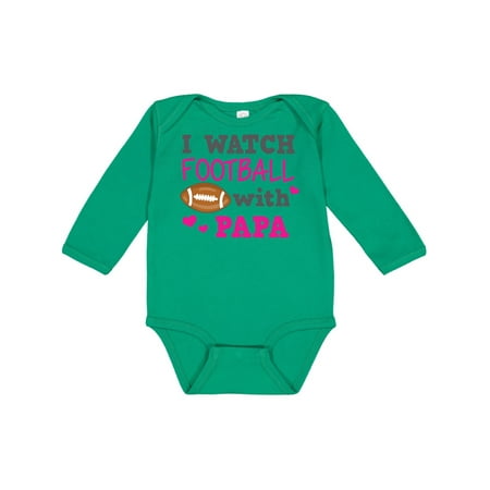 

Inktastic I Watch Football with My Papa Gift Baby Girl Long Sleeve Bodysuit