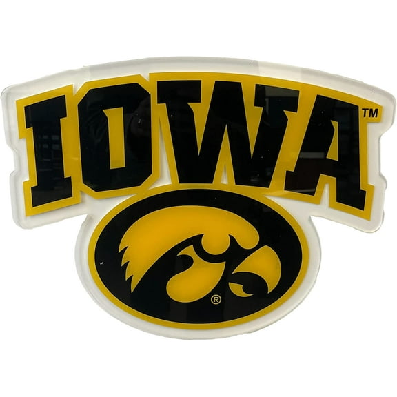 VictoryStore University of Iowa Hawkeyes Tigerhawk Acrylic Wall Art, 17.5" x 13.7", Black & Yellow