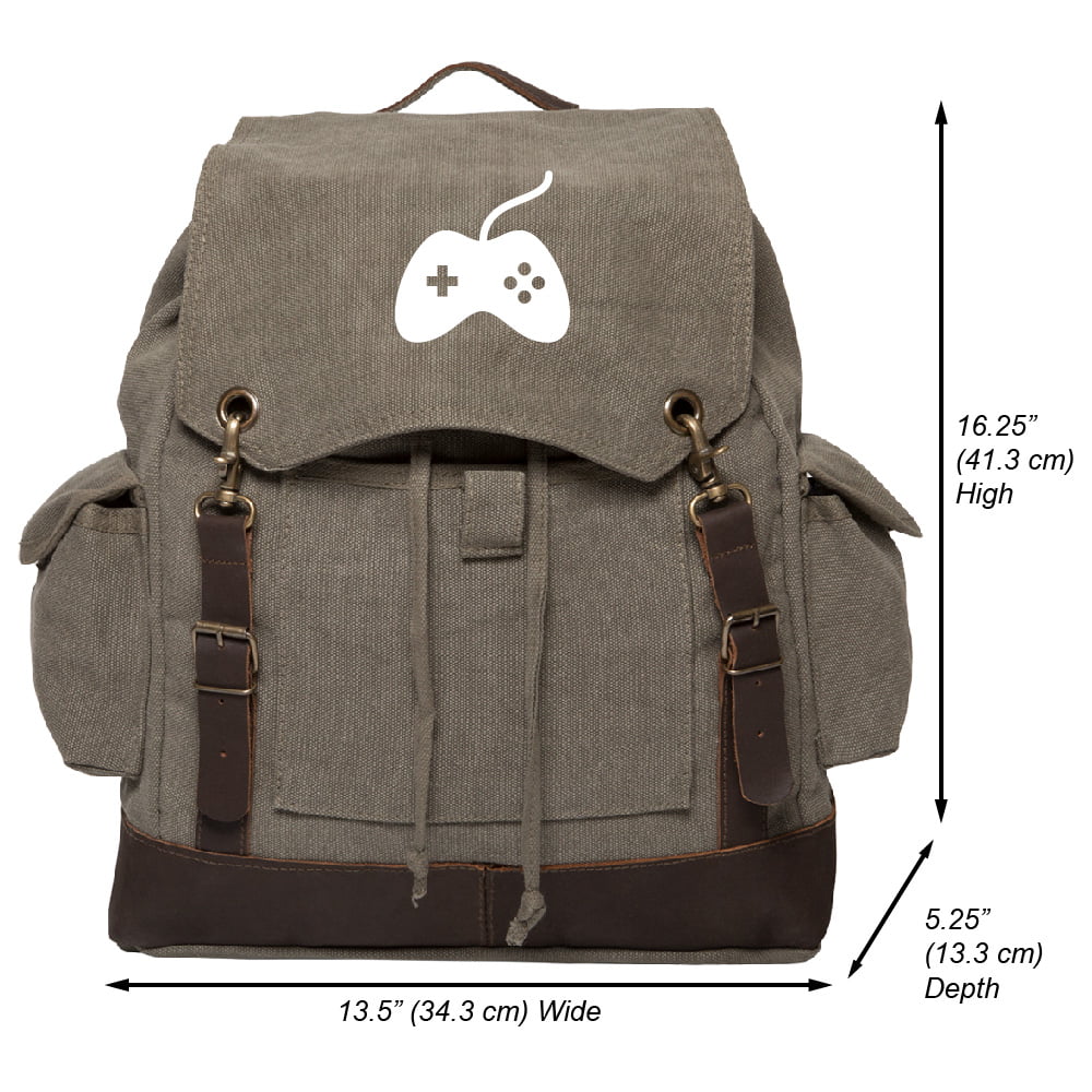 Grab A Smile - Xbox One Controller Vintage Canvas Rucksack Backpack with Leather Straps ...