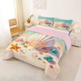 thumbnail image 2 of Castle Fairy Bright Soft Seashell Beach Full Size Comforter Sets 3-Piece,Starfish Bubble Clear Ocean Art Bedding Comforter Set,Cream Turquoise,Pink Reversible,1 Comforter and 2 Pillowcases, 2 of 6