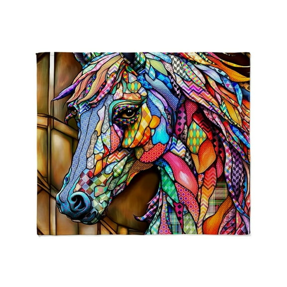 CafePress - Multicolor Stained Glass Horse 14 - Soft Fleece Throw Blanket, 50"x60" for All Ages