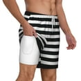 thumbnail image 3 of Balery Black And White Stripes Mens Swim Trunks Swim Shorts for Men Quick Dry Inseam Beach Shorts with Compression Liner Pocket-Small, 3 of 9
