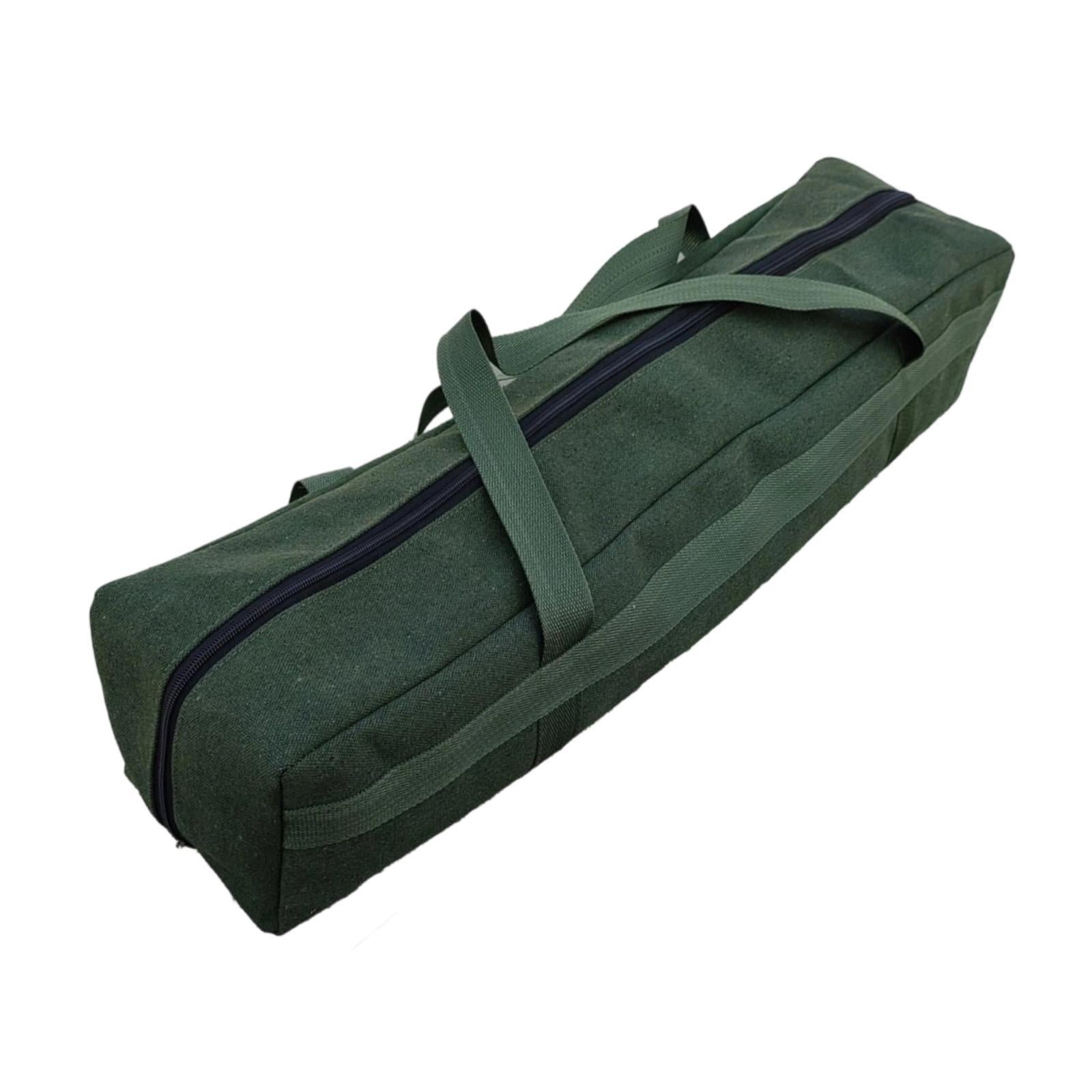 Canvas Tool Bag Zippered Tent Pole Storage Large Capacity Carry Bag for Fishing Camping Travelers