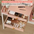 thumbnail image 4 of Pink Makeup Vanity Desk (28.4''W): Lit Mirror, Height-Adjustable Stand & 2 Fabric Drawers (Small Space), 4 of 7