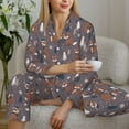 thumbnail image 6 of Salouo Snowflake Fox Pattern Women's Pajamas Set Long Sleeve Button Down Sleepwear Soft Pj Lounge Sets for women 2 Piece Pjs Set with Long Pants-Large, 6 of 7