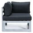 thumbnail image 5 of LeisureMod 6-Piece Patio Sectional in Weathered Grey Aluminum Frame with Removable Cushions and Ties for Modern Home, Backyard, Garden Chelsea Collection, Black, 5 of 15