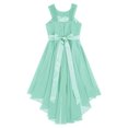 thumbnail image 4 of Linjinx Flower Girl Sleeveless Beaded High Low Dress Asymmetrical Chiffon Junior Bridesmaid Dress Mint Green 10, 4 of 4