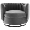 thumbnail image 7 of Armchair Swivel Accent Tufted Chair, Black Grey Gray, Velvet, Modern Contemporary, Living Lounge Cafe Room Hotel Lobby Hospitality, 7 of 7