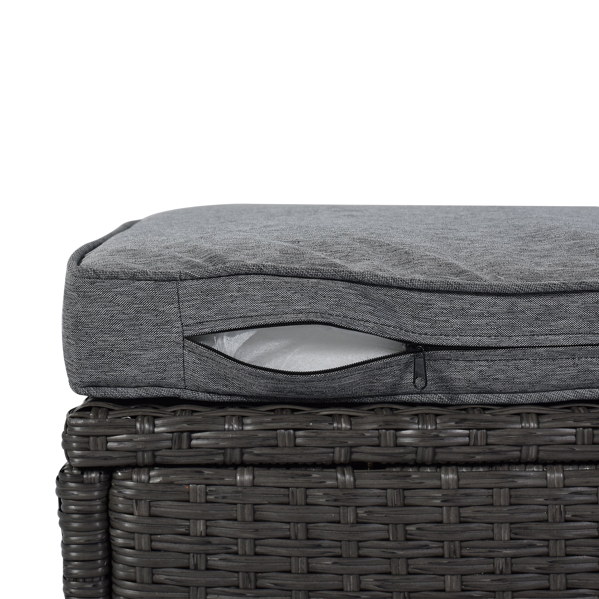MAYEERTY Patio Rectangle Outdoor Sofa Wicker Sectional Retractable Canopy Washable Cushions