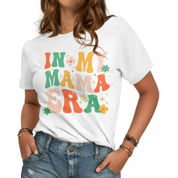 Mama Shirt for Women - Mom Graphic T Shirt Short Sleeve Crewneck Cute Mothers Day Tees for Mama
