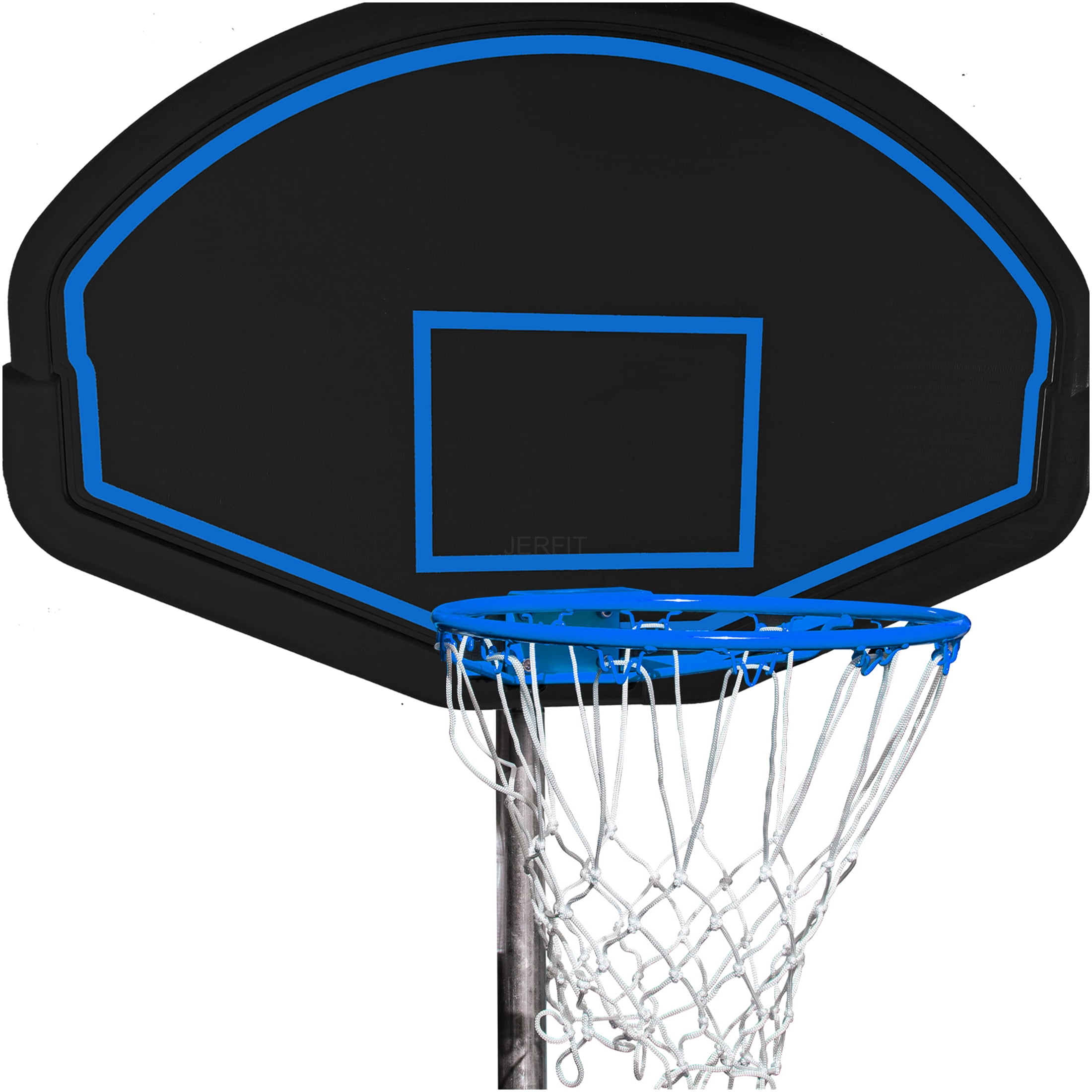 JERFIT 16ft Trampoline with Basketball Hoop, Safety Enclosure Net, Double-Sided Color Cover & Ladder for Outdoor Family Fun