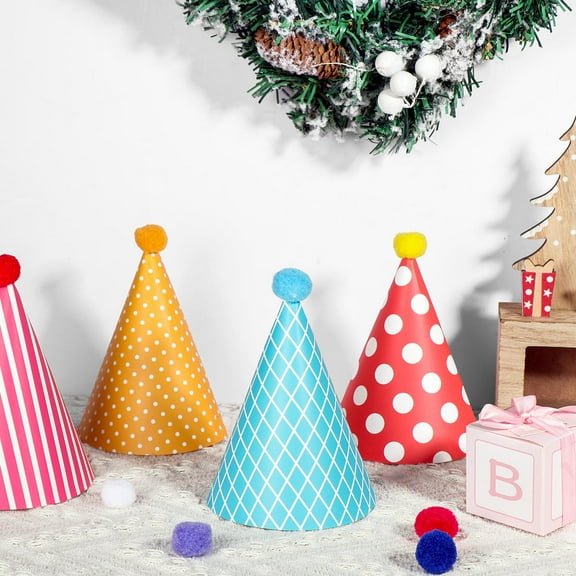 HINTRMENT 11Pcs Assorted Color Paper Cone Birthday Party Hats for Boys Girls Adults 10.2x3.3in