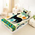 thumbnail image 5 of Manfei Mid Century Cat Twin Sheets, Star Burst Bedding, Teal Orange, 3pcs, 1 Flat Sheet, 1 Fitted Sheet and 1 Pillowcase, 5 of 6
