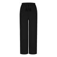 thumbnail image 4 of BODOAO Womens Wide Leg Sweatpants Casual High Waist Baggy Track Pants Loose Fit Drawstring Palazzo Lounge Pants Solid Casual Pants Straight Leg Lightweight Loose Trousers with Pockets Black L, 4 of 8