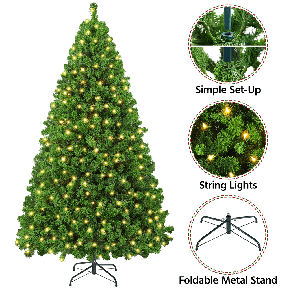 Renwick 6Ft Pre-lit Flocked Artificial Christmas Tree with 250 Incandescent Warm Lights, Pure Green